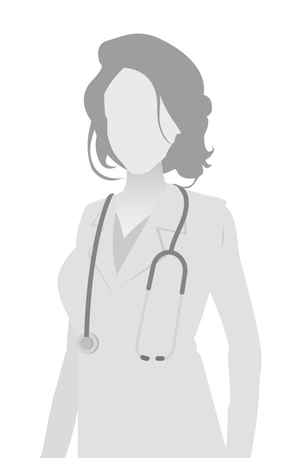 Default placeholder doctor half-length portrait photo avatar.  Gray color